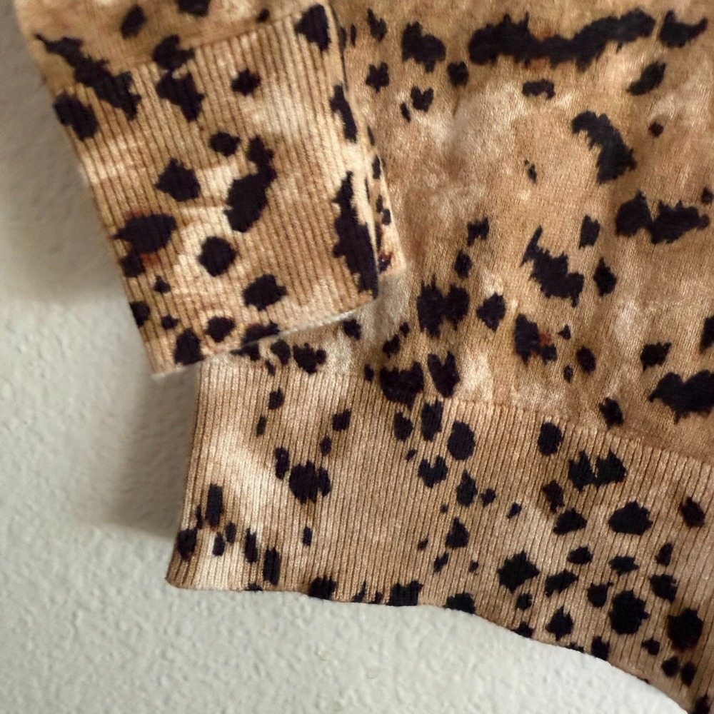 Banana Republic Sweater Women's XS Brown Knit Leopard Print Crew Neck Classic - Picture 4 of 7